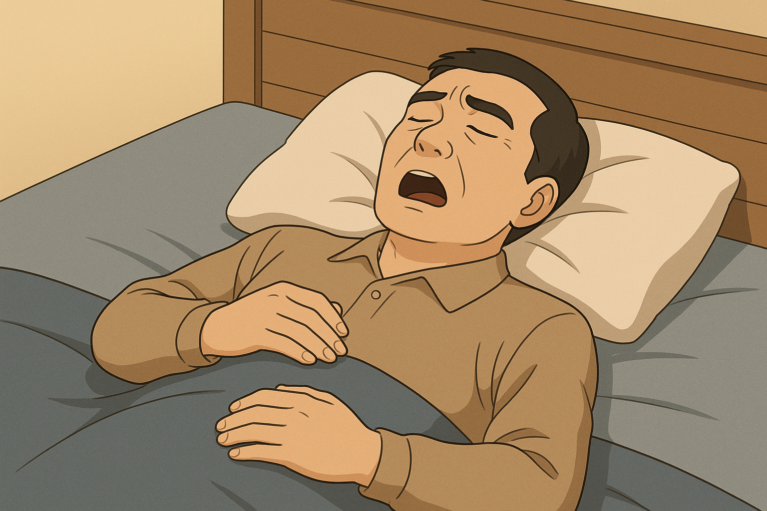 수면 무호흡증을 겪고있는 중년 남성