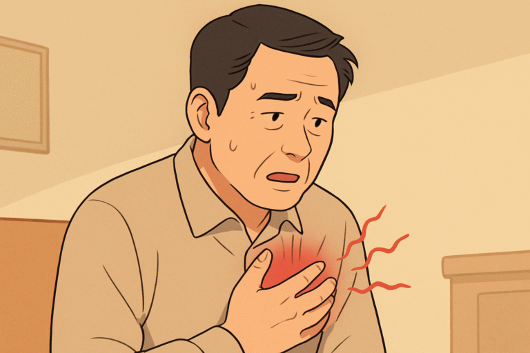 중년남성 심장이 갑자기 빠르게 뜀