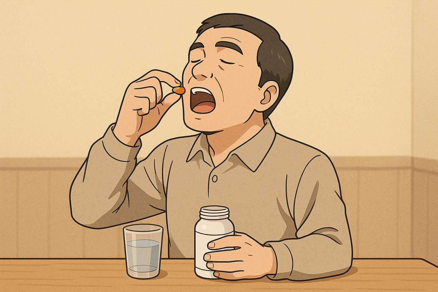 비타민 먹는 순서, 알고 있나요? 흡수율 200% 올리는 법 비타민 먹는 중년 남성